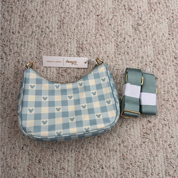 Stoney Clover Lane Disney Blue Gingham Curved Crossbody Bag - Picture 2 of 4